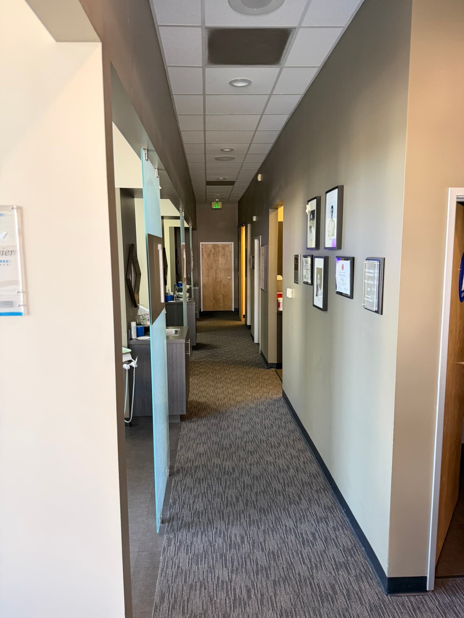 Inside Hillside Dentistry & Orthodontics — Torrance, CA — hallway and credentials